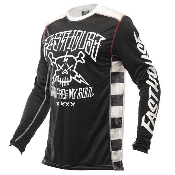 Fasthouse Youth Grindhouse Akuma Black Motocross Jersey Speed Frees My Soul NEW - Picture 1 of 11